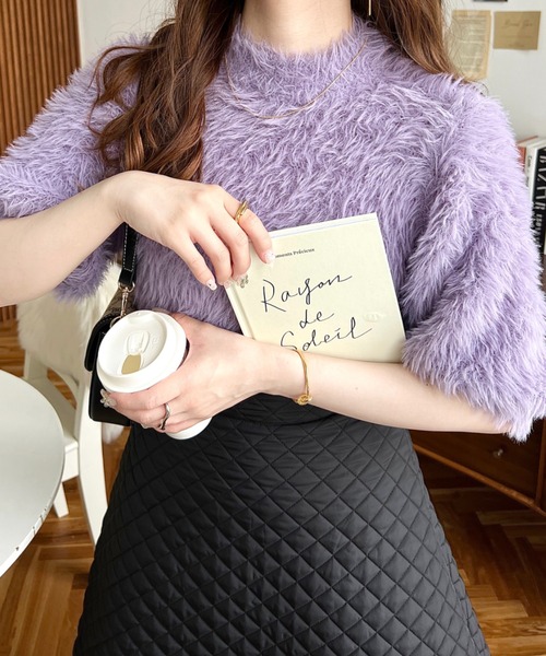 YASHIKI ヤシキ　半袖コットンニットTシャツ バルーンスリーブ YASHIKI ヤシキ 半袖コットンニットTシャツ バルーンスリーブ
