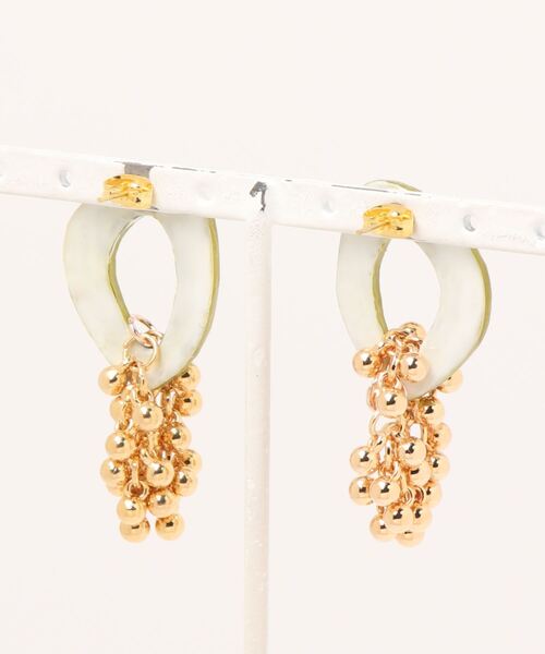 tone（トーン）の「【marihori】レジン×ジェルネイル　つぶつぶビーズピアス(MA)（ピアス（両耳用）・レディース・グリーン系その他/イエロー・FREE）」の3枚目の写真