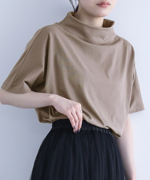 n'OrLABEL（ノアールレーベル）の「【機能素材】『ボトルネックTシャツ』（Tシャツ/カットソー・レディース・オフホワイト/ブラック/モカ・1/2）」の3枚目の写真