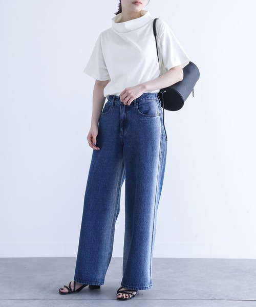 n'OrLABEL（ノアールレーベル）の「【機能素材】『ボトルネックTシャツ』（Tシャツ/カットソー・レディース・オフホワイト/ブラック/モカ・1/2）」の12枚目の写真