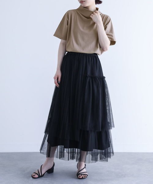 n'OrLABEL（ノアールレーベル）の「【機能素材】『ボトルネックTシャツ』（Tシャツ/カットソー・レディース・オフホワイト/ブラック/モカ・1/2）」の14枚目の写真