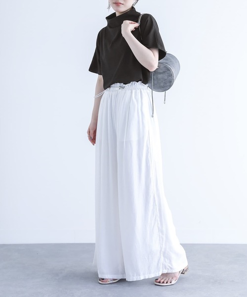 n'OrLABEL（ノアールレーベル）の「【機能素材】『ボトルネックTシャツ』（Tシャツ/カットソー・レディース・オフホワイト/ブラック/モカ・1/2）」の18枚目の写真