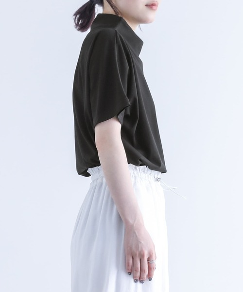 n'OrLABEL（ノアールレーベル）の「【機能素材】『ボトルネックTシャツ』（Tシャツ/カットソー・レディース・オフホワイト/ブラック/モカ・1/2）」の16枚目の写真