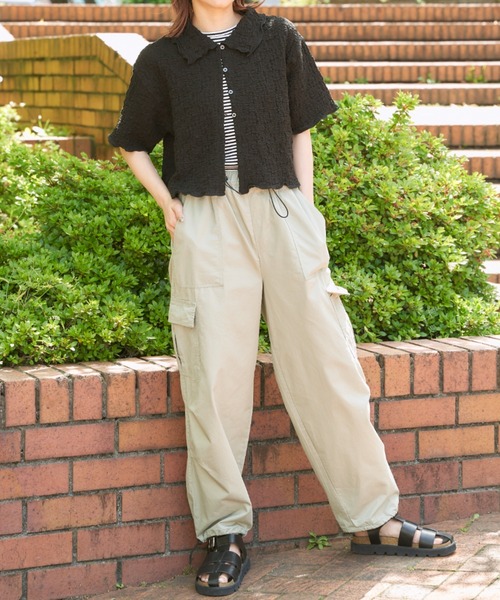 EDIT Gris（エディットグリ）の「襟付きショート丈カットジャガードカーディガン（カーディガン/ボレロ・レディース・ホワイト/ブラック・FREE）」の19枚目の写真