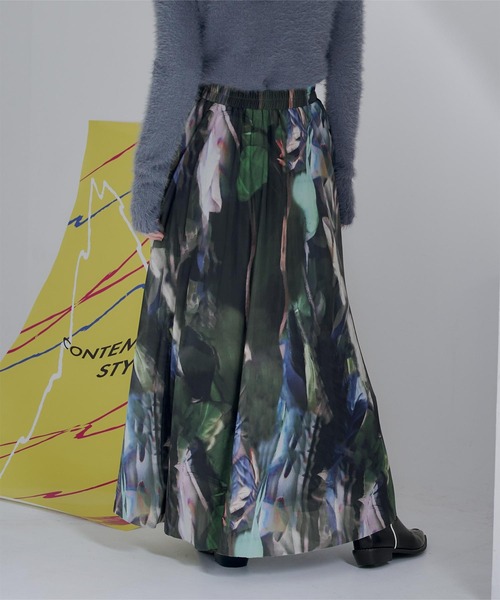 miette（ミエット）の「プリントチュールギャザースカート（スカート・レディース・オレンジ/ダークグリーン/ブラック/ライトベージュ/チャコール/ブルー・FREE）」の13枚目の写真