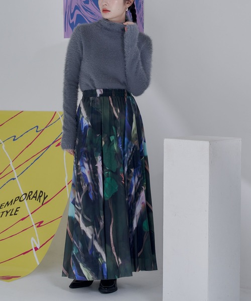 miette（ミエット）の「プリントチュールギャザースカート（スカート・レディース・オレンジ/ダークグリーン/ブラック/ライトベージュ/チャコール/ブルー・FREE）」の12枚目の写真