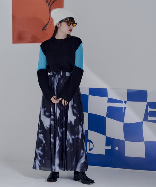 miette（ミエット）の「プリントチュールギャザースカート（スカート・レディース・オレンジ/ダークグリーン/ブラック/ライトベージュ/チャコール/ブルー・FREE）」の7枚目の写真