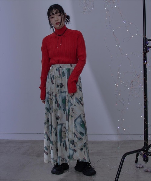 miette（ミエット）の「プリントチュールギャザースカート（スカート・レディース・オレンジ/ダークグリーン/ブラック/ライトベージュ/チャコール/ブルー・FREE）」の19枚目の写真