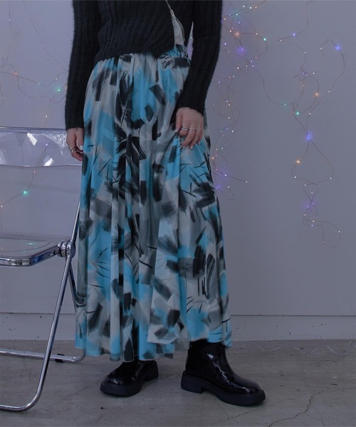 miette（ミエット）の「プリントチュールギャザースカート（スカート・レディース・オレンジ/ダークグリーン/ブラック/ライトベージュ/チャコール/ブルー・FREE）」の20枚目の写真