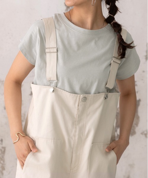 ad thie(アドティエ)の「フレンチスリーブ 半袖Tシャツ(Tシャツ/カットソー・レディース・ブルー/ダークブラウン/モカ/ピンク系その他4/スモーク/オフホワイト/ライトグリーン/ピンク/チャコール/ブラック/ベージュ/グリーン・FREE)」の8枚目の写真