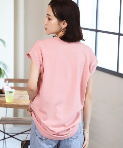 ad thie(アドティエ)の「フレンチスリーブ 半袖Tシャツ(Tシャツ/カットソー・レディース・ブルー/ダークブラウン/モカ/ピンク系その他4/スモーク/オフホワイト/ライトグリーン/ピンク/チャコール/ブラック/ベージュ/グリーン・FREE)」の20枚目の写真