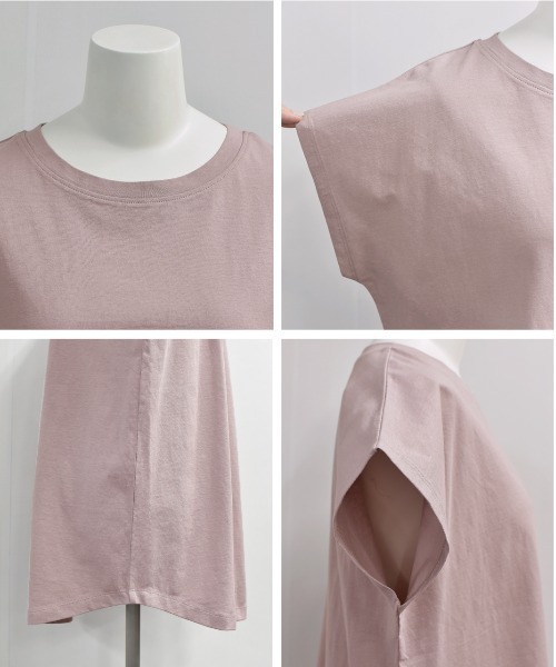 ad thie(アドティエ)の「フレンチスリーブ 半袖Tシャツ(Tシャツ/カットソー・レディース・ブルー/ダークブラウン/モカ/ピンク系その他4/スモーク/オフホワイト/ライトグリーン/ピンク/チャコール/ブラック/ベージュ/グリーン・FREE)」の21枚目の写真