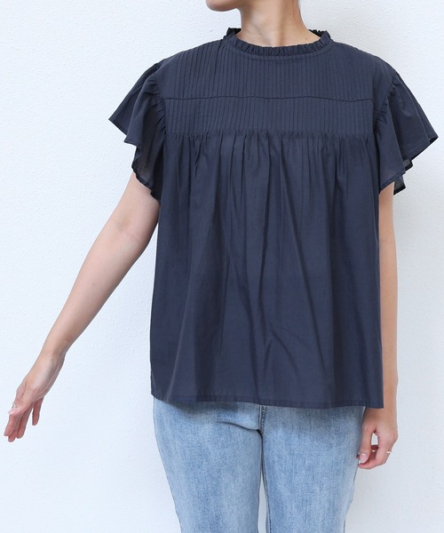 andme(アンドミー)の「インド綿ピンタックフレンチスリーブブラウス(シャツ/ブラウス・レディース・ブラック/カーキ/オフホワイト/ブラウン/オレンジ/ネイビー・M)」の18枚目の写真
