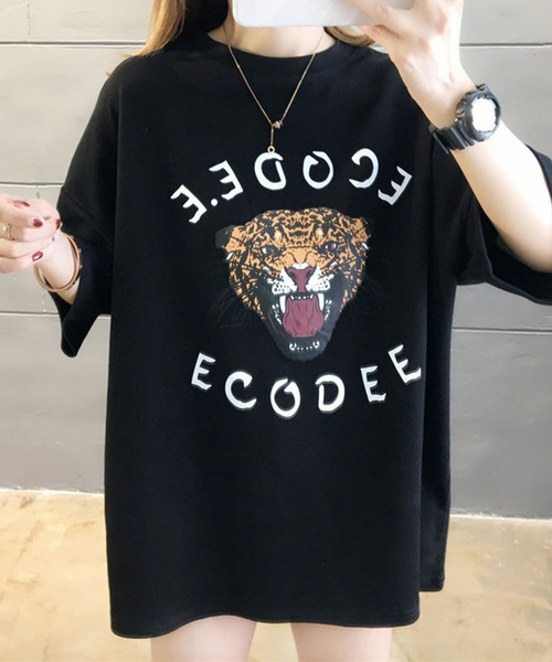 DiamondHearts(ダイヤモンドハーツ)の「タイガープリントTシャツ(Tシャツ/カットソー・レディース・ホワイト/ブラック・FREE)」の2枚目の写真