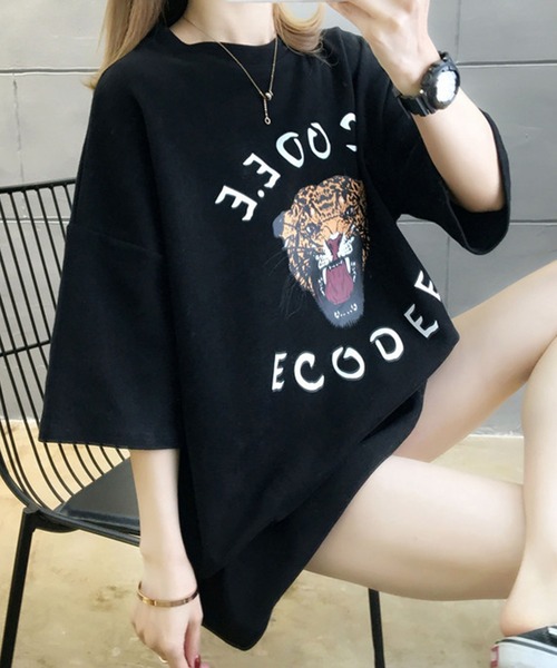 DiamondHearts(ダイヤモンドハーツ)の「タイガープリントTシャツ(Tシャツ/カットソー・レディース・ホワイト/ブラック・FREE)」の6枚目の写真