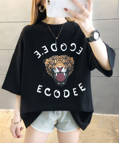 DiamondHearts(ダイヤモンドハーツ)の「タイガープリントTシャツ(Tシャツ/カットソー・レディース・ホワイト/ブラック・FREE)」の9枚目の写真