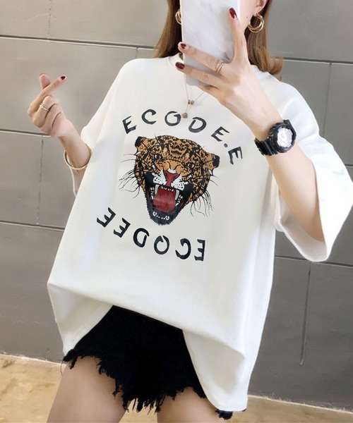 DiamondHearts(ダイヤモンドハーツ)の「タイガープリントTシャツ(Tシャツ/カットソー・レディース・ホワイト/ブラック・FREE)」の15枚目の写真