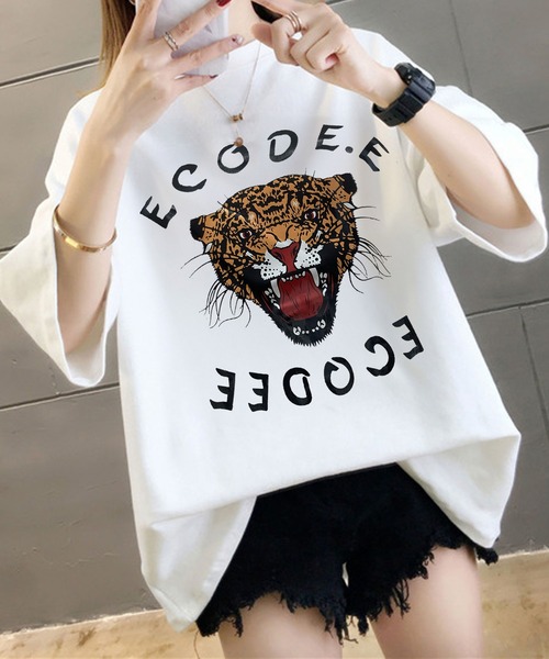DiamondHearts(ダイヤモンドハーツ)の「タイガープリントTシャツ(Tシャツ/カットソー・レディース・ホワイト/ブラック・FREE)」の17枚目の写真