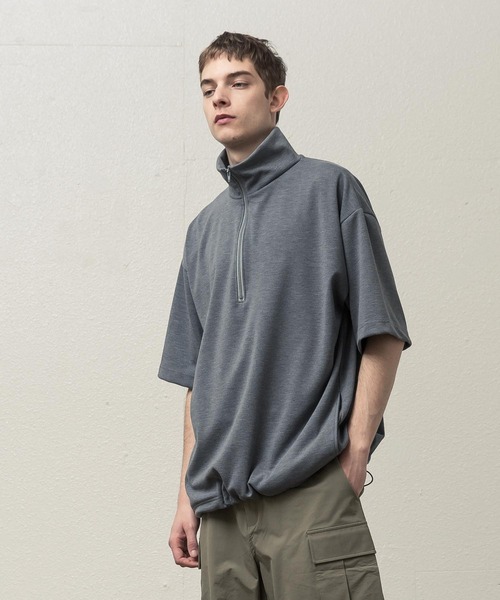 SLICK（スリック）の「T/RポンチハーフジップTシャツ（Tシャツ/カットソー・メンズ・オフホワイト/グレー/ブラック・1/3/2）」の5枚目の写真