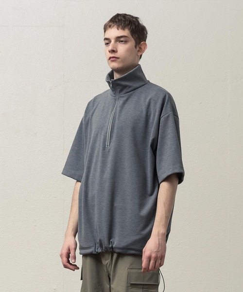 SLICK（スリック）の「T/RポンチハーフジップTシャツ（Tシャツ/カットソー・メンズ・オフホワイト/グレー/ブラック・1/3/2）」の16枚目の写真