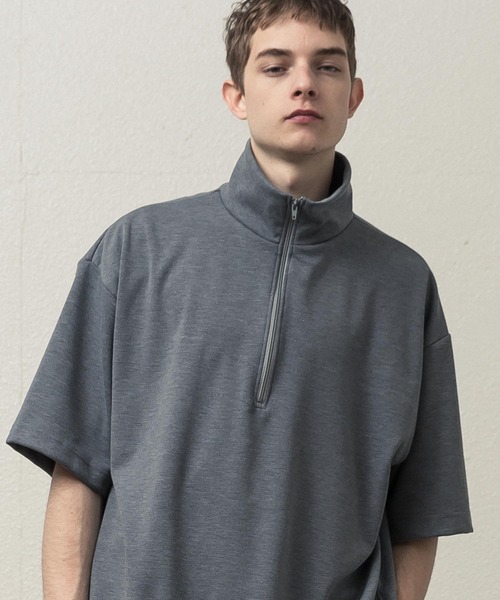 SLICK（スリック）の「T/RポンチハーフジップTシャツ（Tシャツ/カットソー・メンズ・オフホワイト/グレー/ブラック・1/3/2）」の8枚目の写真