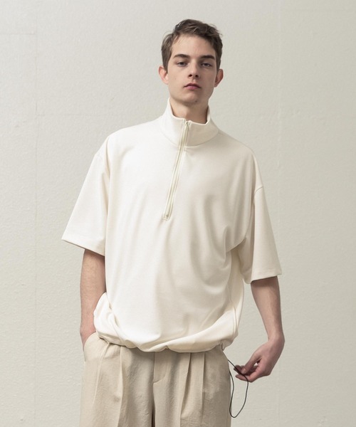 SLICK（スリック）の「T/RポンチハーフジップTシャツ（Tシャツ/カットソー・メンズ・オフホワイト/グレー/ブラック・1/3/2）」の9枚目の写真