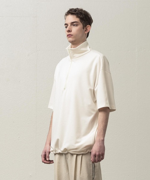 SLICK（スリック）の「T/RポンチハーフジップTシャツ（Tシャツ/カットソー・メンズ・オフホワイト/グレー/ブラック・1/3/2）」の6枚目の写真