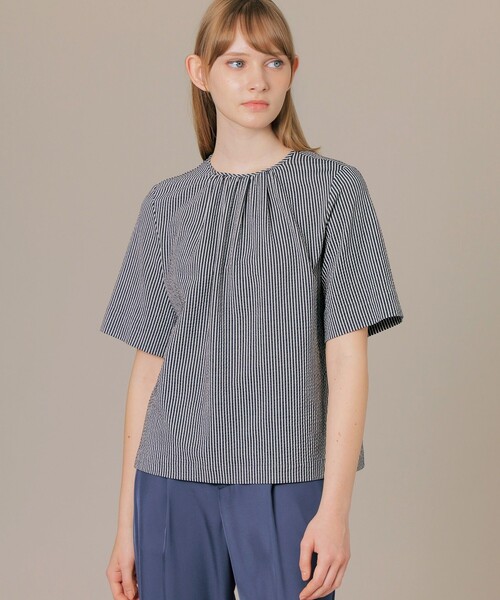 MACKINTOSH LONDON（マッキントッシュ ロンドン）の「サッカーストレッチプルオーバー（Tシャツ/カットソー・レディース・オフホワイト/ダークネイビー/ベージュ/ネイビー・38/40）」の4枚目の写真