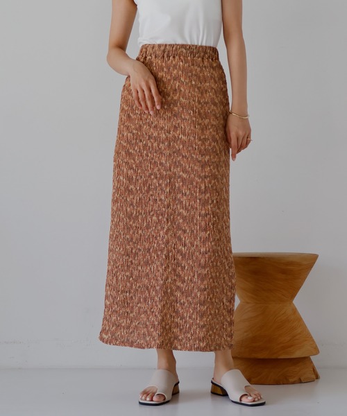 hellam(へラム)の「メランジタイトスカート(スカート・レディース・ブラウン/チャコールグレー・FREE)」の7枚目の写真