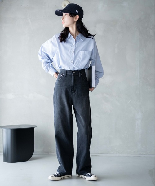 WEGO（ウィゴー）の「WEGO/【マルチサイズ】ルーズストレートデニムパンツ（デニムパンツ・レディース・インディゴブルー/ブラック/ダークインディゴブルー/ライトインディゴブルー/ブラック系その他/ホワイト・MEDIUM/X-SMALL/SMALL/LARGE/X-LARGE）」の21枚目の写真