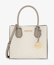 マイケルコース　ショルダーバッグ　キャンバス　白　レザー　MK柄　ターンロック 未使用 MICHAEL KORS マイケルコース 2ウェイ 白 レザー