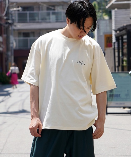 Laufer（ロイファー）の「【Laufer】胸ワンポイント刺繍 ルーズTシャツ / One point embroidery loose T-shirt / オーバーサイズ Tシャツ ビッグシルエット ビッグT（Tシャツ/カットソー・メンズ・ホワイト/ブラック/アイボリー・M/L）」の10枚目の写真
