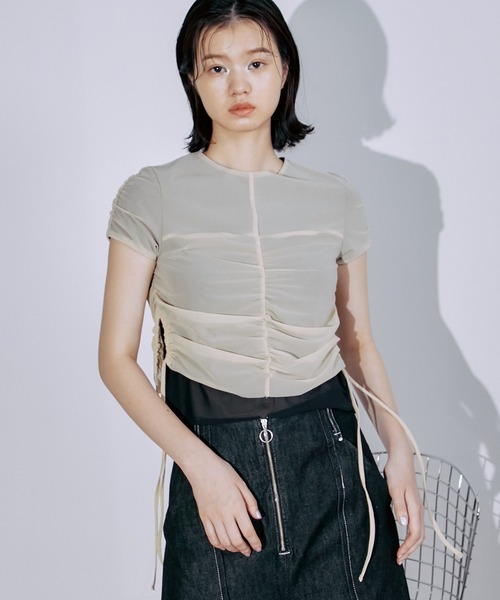PUBLIC TOKYO（パブリックトウキョウ）の「【三重県産】パワーネットシャーリングメッシュカットソー（Tシャツ/カットソー・レディース・ブラック/ベージュ・FREE）」の20枚目の写真