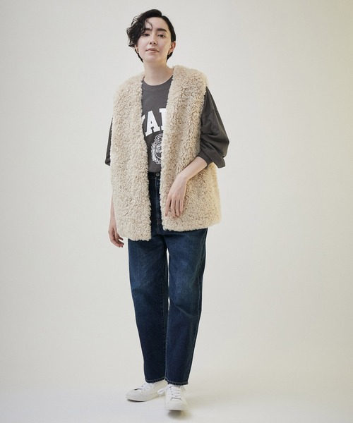 GOOD ROCK SPEED（グッドロックスピード）の「【GOOD ROCK SPEED（グッドロックスピード）】別注カレッジロゴロングTシャツ（Tシャツ/カットソー・レディース・ピンク/ブラック系その他/ベージュ・FREE）」の4枚目の写真