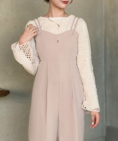 JUNOAH（ジュノア）の「ダブルストラップハイウエストサロペット（サロペット/オーバーオール・レディース・ライトベージュ/ダークブラウン/ブラック・X-LARGE/LARGE/MEDIUM）」の8枚目の写真