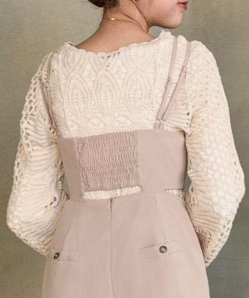 JUNOAH（ジュノア）の「ダブルストラップハイウエストサロペット（サロペット/オーバーオール・レディース・ライトベージュ/ダークブラウン/ブラック・X-LARGE/LARGE/MEDIUM）」の10枚目の写真