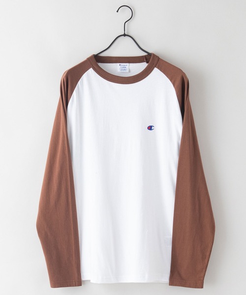 Champion(チャンピオン)の「【CHAMPION/チャンピオン】USAコットン ワンポイントブランドロゴ刺繍 ラグランロンT サスティナブル(Tシャツ/カットソー・メンズ・ネイビー/杢グレー/ブラウン/ブラック・MEDIUM/SMALL/LARGE/X-LARGE)」の7枚目の写真