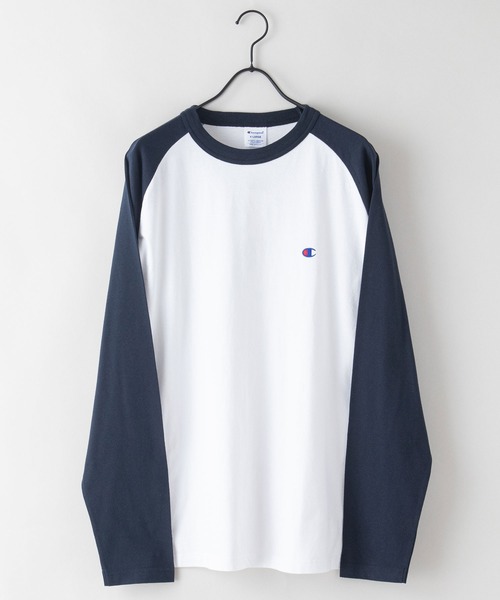Champion(チャンピオン)の「【CHAMPION/チャンピオン】USAコットン ワンポイントブランドロゴ刺繍 ラグランロンT サスティナブル(Tシャツ/カットソー・メンズ・ネイビー/杢グレー/ブラウン/ブラック・MEDIUM/SMALL/LARGE/X-LARGE)」の8枚目の写真