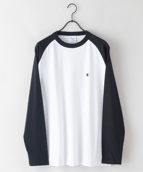 Champion(チャンピオン)の「【CHAMPION/チャンピオン】USAコットン ワンポイントブランドロゴ刺繍 ラグランロンT サスティナブル(Tシャツ/カットソー・メンズ・ネイビー/杢グレー/ブラウン/ブラック・MEDIUM/SMALL/LARGE/X-LARGE)」の5枚目の写真