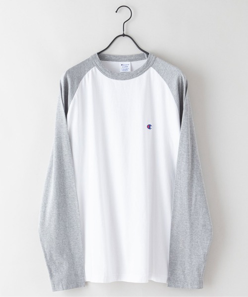 Champion(チャンピオン)の「【CHAMPION/チャンピオン】USAコットン ワンポイントブランドロゴ刺繍 ラグランロンT サスティナブル(Tシャツ/カットソー・メンズ・ネイビー/杢グレー/ブラウン/ブラック・MEDIUM/SMALL/LARGE/X-LARGE)」の6枚目の写真