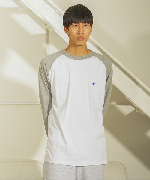 Champion(チャンピオン)の「【CHAMPION/チャンピオン】USAコットン ワンポイントブランドロゴ刺繍 ラグランロンT サスティナブル(Tシャツ/カットソー・メンズ・ネイビー/杢グレー/ブラウン/ブラック・MEDIUM/SMALL/LARGE/X-LARGE)」の20枚目の写真