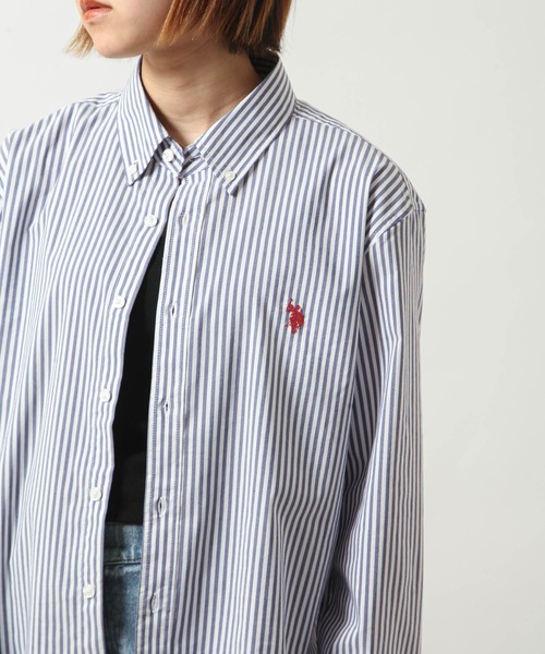 U.S. POLO ASSN.(ユーエスポロアッスン)の「【U.S.POLOASSN.】 オックスフォード ワンポイント ロゴ刺繍 レギュラー 長袖 ボタンダウン シャツ(シャツ/ブラウス・メンズ・ネイビー/インディゴブルー/ブラック/ライラック/ホワイト×ブルー/オフホワイト/ネイビー系・MEDIUM/LARGE/X-LARGE)」の10枚目の写真