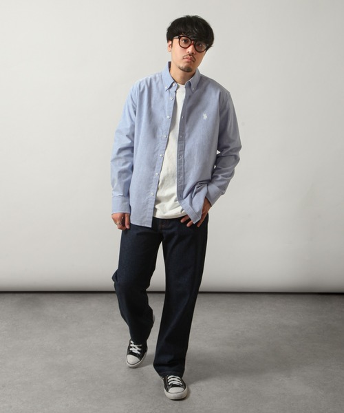 U.S. POLO ASSN.(ユーエスポロアッスン)の「【U.S.POLOASSN.】 オックスフォード ワンポイント ロゴ刺繍 レギュラー 長袖 ボタンダウン シャツ(シャツ/ブラウス・メンズ・ネイビー/インディゴブルー/ブラック/ライラック/ホワイト×ブルー/オフホワイト/ネイビー系・MEDIUM/LARGE/X-LARGE)」の16枚目の写真