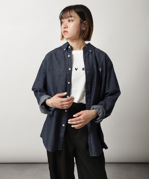 U.S. POLO ASSN.(ユーエスポロアッスン)の「【U.S.POLOASSN.】 オックスフォード ワンポイント ロゴ刺繍 レギュラー 長袖 ボタンダウン シャツ(シャツ/ブラウス・メンズ・ネイビー/インディゴブルー/ブラック/ライラック/ホワイト×ブルー/オフホワイト/ネイビー系・MEDIUM/LARGE/X-LARGE)」の18枚目の写真