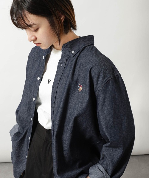 U.S. POLO ASSN.(ユーエスポロアッスン)の「【U.S.POLOASSN.】 オックスフォード ワンポイント ロゴ刺繍 レギュラー 長袖 ボタンダウン シャツ(シャツ/ブラウス・メンズ・ネイビー/インディゴブルー/ブラック/ライラック/ホワイト×ブルー/オフホワイト/ネイビー系・MEDIUM/LARGE/X-LARGE)」の20枚目の写真