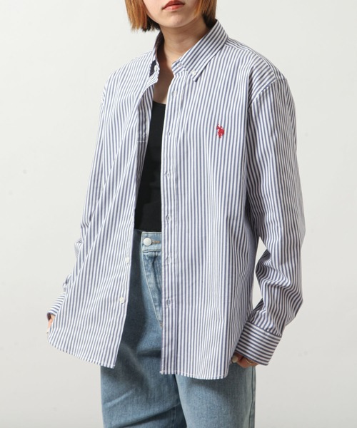 U.S. POLO ASSN.(ユーエスポロアッスン)の「【U.S.POLOASSN.】 オックスフォード ワンポイント ロゴ刺繍 レギュラー 長袖 ボタンダウン シャツ(シャツ/ブラウス・メンズ・ネイビー/インディゴブルー/ブラック/ライラック/ホワイト×ブルー/オフホワイト/ネイビー系・MEDIUM/LARGE/X-LARGE)」の11枚目の写真