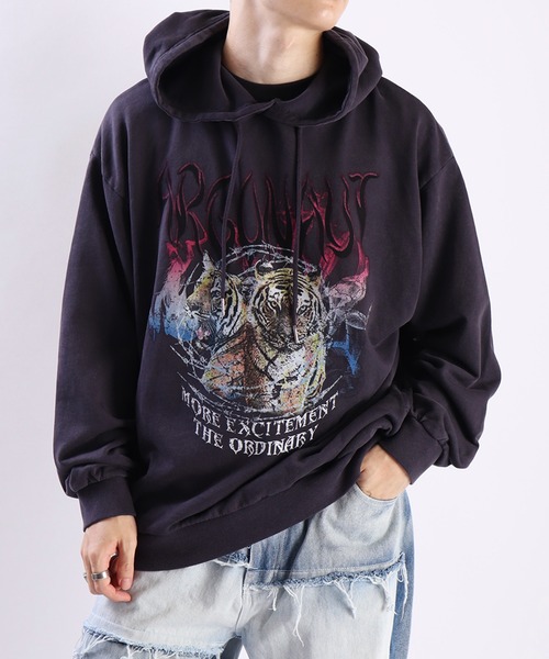 WESTSEA(ウエストシー)の「ハードグラフィック加工 プルパーカー(パーカー・メンズ・ブラック系その他2/ブラック系その他/スミクロ・M/L)」の4枚目の写真
