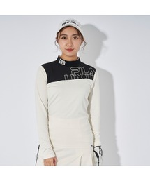 FILA GOLF/フィラゴルフ ゴルフウェア ブランド ロゴ 吸汗速乾 UVカット ストレッチ 静電防止 裏起毛 長袖 モックネック シャツ【NEW LINE】