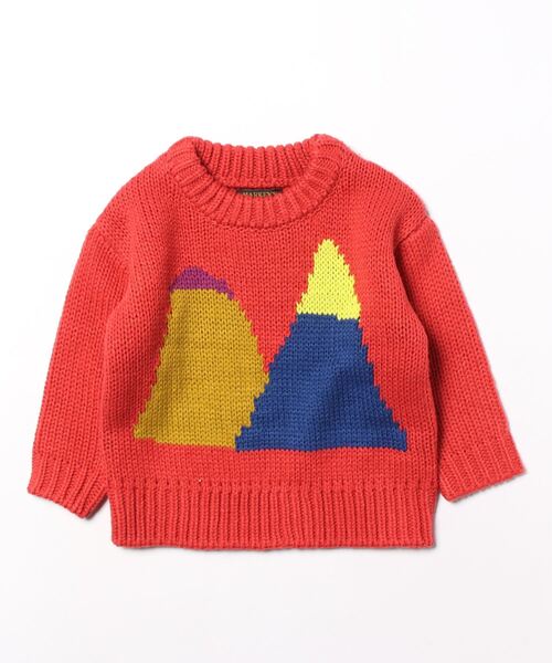 BIG FIELD（ビッグフィールド）の「【おうちで洗えるニット】ビッグモチーフニット（kids/XS～LL）（ニット/セーター・キッズ・ブラウン/レッド/チャコール/オフホワイト・L/S/XS/M/LL）」の4枚目の写真