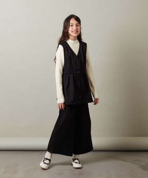 a.v.v（アーヴェヴェ）の「[110-130]【セットアップ対応】ペプラムギャザージレ（ベスト・キッズ・チャコールグレー/アイボリー/ブラック・130/110/120）」の6枚目の写真